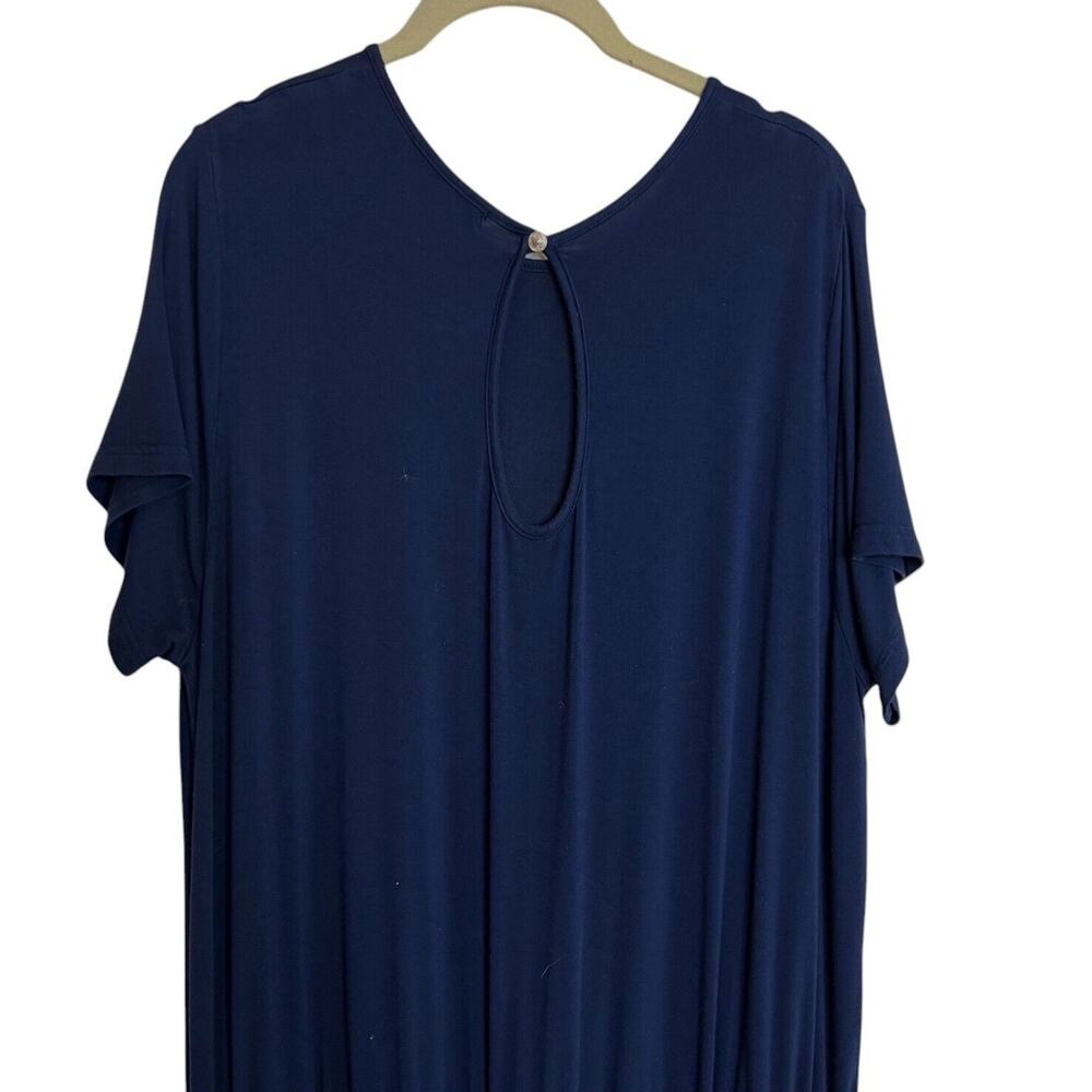 Womens Knit Jumpsuit Size XXL Navy Blue Short Sleeve Wide Leg Drawstring Pockets - Picture 6 of 8